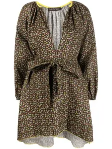 Платье с поясом и цветочным принтом SIEDRES, коричневый