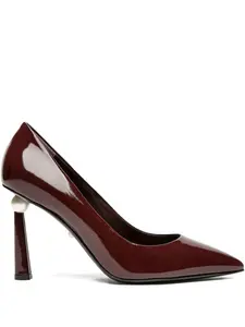 Туфли-лодочки из лакированной кожи с жемчужной отделкой 95 мм Alevì, красный