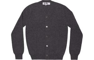Cdg Play Мужской серый кардиган с круглым вырезом средней высоты
