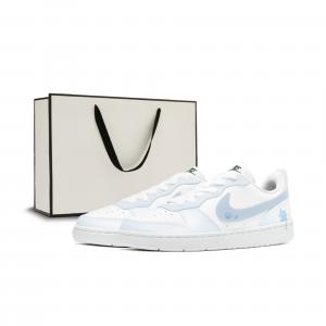 Nike Кроссовки для скейтбординга Court Borough с устойчивой к истиранию амортизацией и дышащим верхом, низкие, сине-белые, для детей и подростков