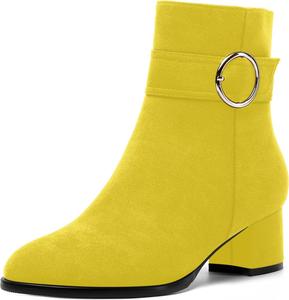 Женские ботильоны MOVINSTEPS с низким широким каблуком, широкой посадкой, замшевые короткие ботинки, удобные, повседневные, бизнес-стиль, модные, нарядные, осенне-зимние, каблук 2 дюйма, Yellow