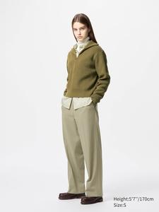 Широкие брюки со складками Uniqlo, цвет 55 зеленый