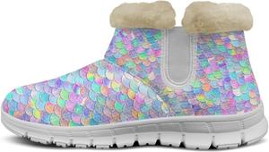 Женские зимние ботинки Howilath, ботильоны, противоскользящие, теплые зимние обувь, Colorful Fish Scales