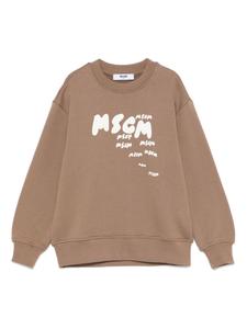 MSGM Kids толстовка с логотипом, коричневый