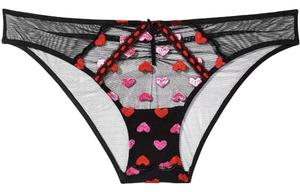 Женские Трусики Victoria's Secret, Черные с Вышивкой Сердца на Подошве