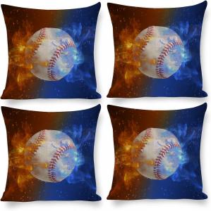 Kazynee Декоративные наволочки милый спорт бейсбол комплект из 4 хлопок лен квадратные
