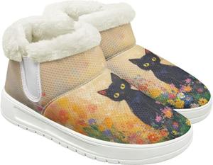 Quxjehoe Женские зимние ботинки для снега, утепленные, для улицы и дома, ботильоны до щиколотки, противоскользящие, для зимних прогулок, белая подошва, размер 6-13,5