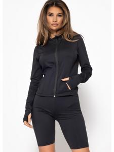 Черная спортивная куртка с леопардовым принтом SASSYCLASSY