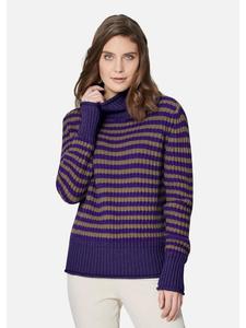 MADELEINE Мягкий свитер из натуральной шерсти со стильными полосками цвета макиато / луково-фиолетовый