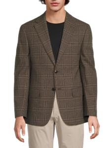 Спортивное пальто классического кроя из шерстяной смеси в клетку Michael Kors, цвет Brown Tan