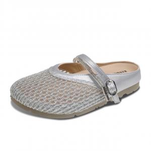 JINDUN Женские противоскользящие тапочки с закрытым носком и износостойкой резиновой подошвой серебристые, цвет Silver