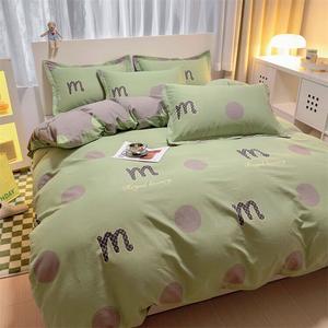 LUOLAI HOME Комплект постельного белья 1.5м: пододеяльник 200×230 см, простыня, наволочки, 100% хлопок, Majila Green AB Version