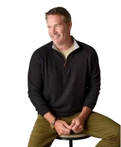 Мужской кашемировый свитер с четвертью молнии и подкладкой, не вызывающий раздражения Luxlined, черный