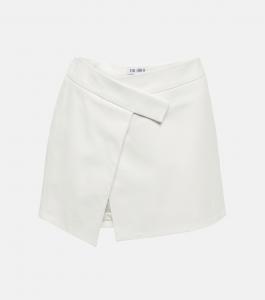 Кожаная мини-юбка Cloe с запахом THE ATTICO, белый