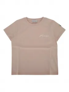 Футболка с вышитым логотипом Moncler Enfant, розовый