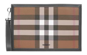 Burberry Клатч Plaid с кожаной сумкой для хранения мужской Dark Birch Brown