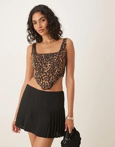 Корсетный топ Collective The Label с квадратным вырезом, коричневый леопардовый