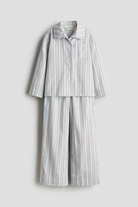 Пижама из хлопкового поплина H&M, голубой