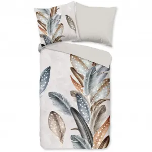 Двустороннее постельное белье «Доброе утро» «Eina», однотонная фланель, 135x200, теплое, мягкое, двусторонний вид, молния, перья, песочный Good Morning