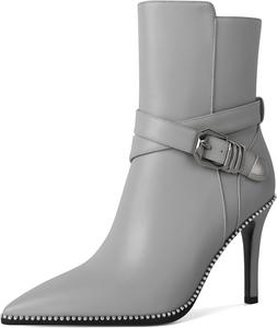 Ботильоны Zamikoo для женщин, высокие каблуки-стилеты, заостренный носок, украшены бусинами, осенние короткие ботинки с пряжкой, перекрестным ремешком и боковой молнией