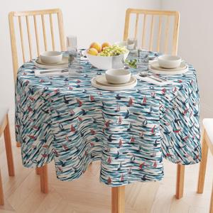 Круглая скатерть, 100% полиэстер, круглая 90 дюймов, парусники с мазком кисти