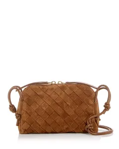 Сумка-Клатч из замши и кожи с плетением «интреччиато» Bottega Veneta, бежевый