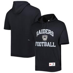 Мужской черный пуловер с капюшоном с короткими рукавами Mitchell & Ness Las Vegas Raiders