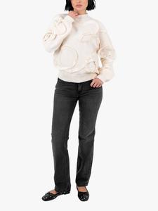 Джемпер с высоким воротником и аппликацией Lovedrobe, Cream