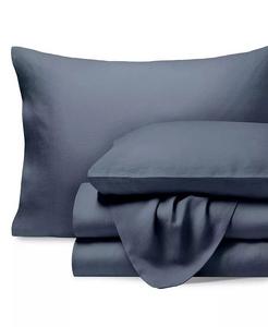 Комплект льняного белья Split King Bare Home, синий