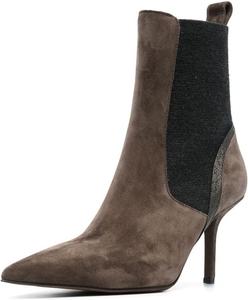Женские стильные ботильоны Miss Left с закрытым носком, на каблуке-стилет, средний каблук, модные ботинки Челси, удобные для работы в офисе, размеры 4-16 US, Coffee