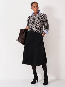 Юбка миди Layla A-Line из вельвета Crew Clothing, Black