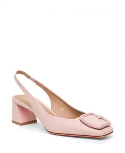 Женские кожаные туфли на среднем каблуке с открытой пяткой Santoni, розовый