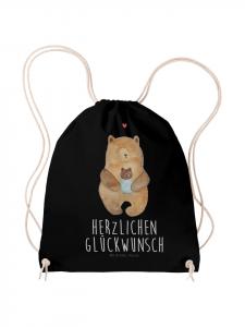 Mr. & Mrs. Panda Хлопковая спортивная сумка с изображением медвежонка и надписью черного цвета