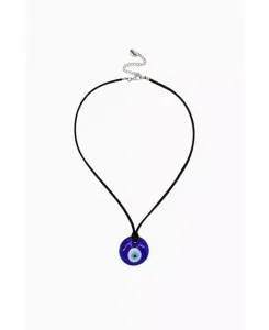 Ожерелье из черного замшевого шнура с подвеской в виде стеклянного глаза 18¿ Velvet Luna, blue