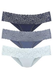 Брифы LASCANA BRASIL 3 PACK, Eisblau Rauchblau Navy/Light Blue
