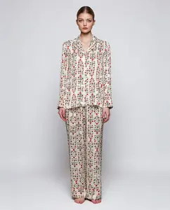 Женская пижама с длинными штанами с цветочным принтом Mirto, бежевый