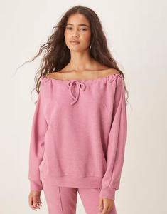 Супермягкая толстовка с открытыми плечами и завязками розового цвета Asos Design