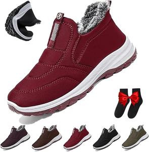 Женские зимние удобные теплые ортопедические ботинки с противоскользящей подошвой, женские зимние теплые снежные ботинки с овчинной подкладкой, ортопедические ботинки с поддержкой свода стопы, легкие водонепроницаемые ботинки для улицы GHTRHSB, Red