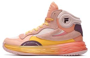 Винтажные баскетбольные кроссовки женские средней высоты, серебристый пион/персиковый сырный цвет Fila Fusion