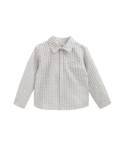 Рубашка для мальчика в клетку виши Dadati, серый