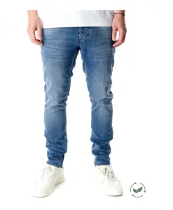 Джинсы узкого кроя с эффектом выцветания Gabba, синий