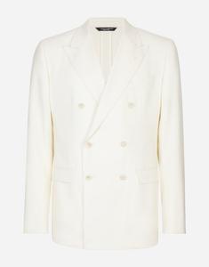 Двубортный пиджак из фланели покроя таормина Dolce & Gabbana, бежевый