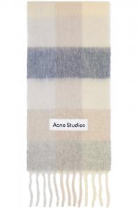 Acne Studios Шарф в клетку из мохера цвета слоновой кости