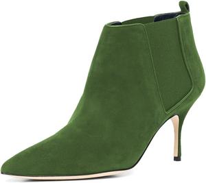 Женские классические ботильоны YDN с заостренным носком, закрытым, на резинке, с небольшим каблуком, для работы и повседневной носки, размер 4-16 US, Green