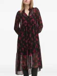 Платье миди с принтом Sisley, черный