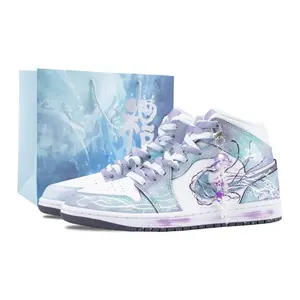 Jordan Air 1 Summer Night Dream устойчивые к истиранию винтажные баскетбольные кроссовки Unisex White Purple