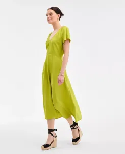 Женское платье миди с расклешенными рукавами, принтом и фактурной тканью On 34th, зеленый