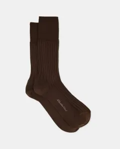 Короткие широкие носки в рубчик Emidio Tucci, коричневый