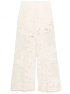 Брюки палаццо с вышивкой Elie Saab, нейтральный