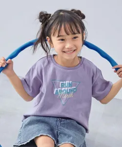 Футболка с коротким рукавом и принтом Devil Lab Girls, 100% хлопок Devirock, цвет 004-Logo 2-S Violet